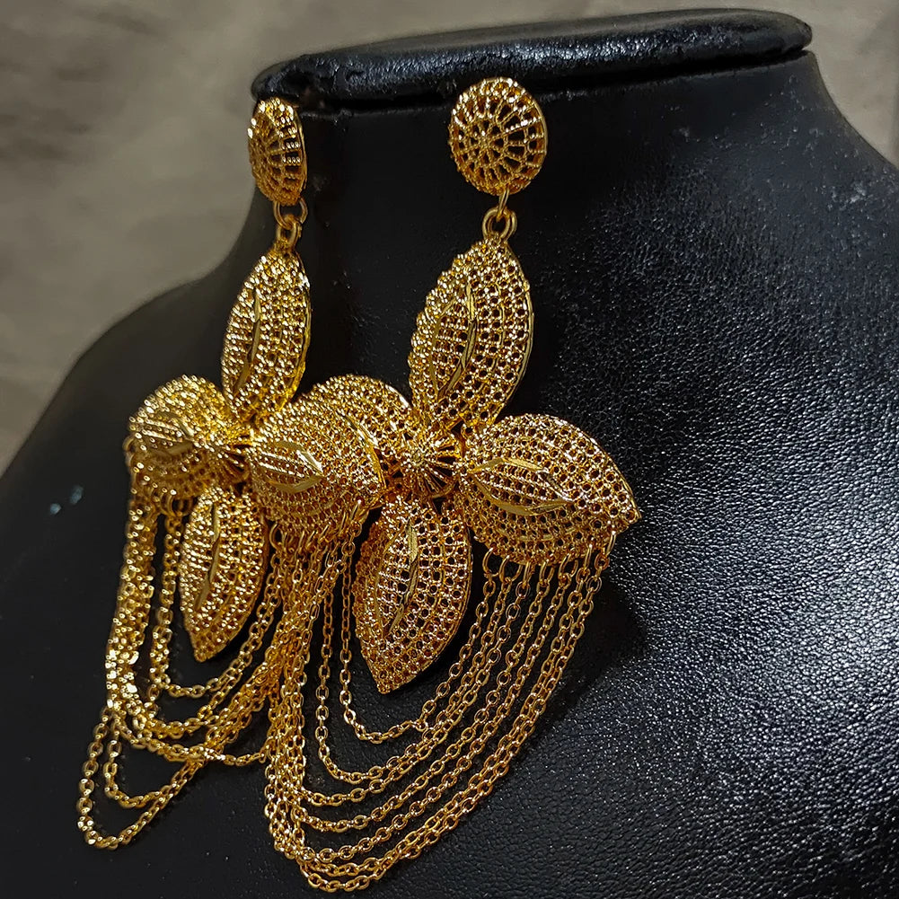 Boucles d'oreilles documents en or pour femmes et filles, boucles d'oreilles de mariage en métal, cadeaux de bijoux, mode, Éthiopie, Afrique, Dubaï, enfants