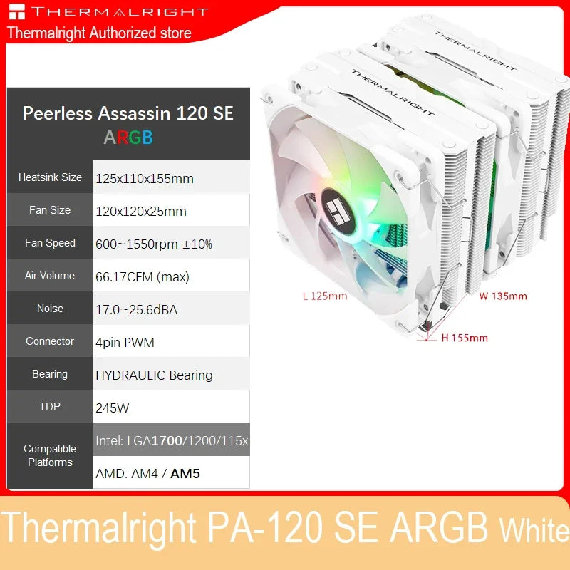 Thermalright Peerless Assassin 120 SE Daul-Tower radiateur CPU à flux latéral LGA1700 1200 AM4 AM5 PA-120SE refroidissement PA120 SE