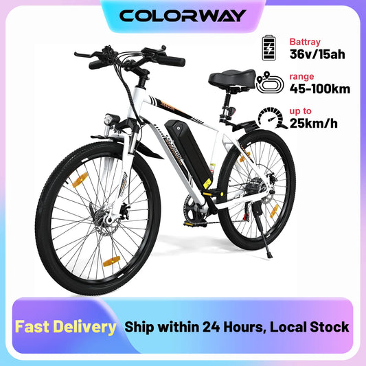 COLORWAY Electric Bike for Adults, 26" Mountain Bike, Electric Bicycle Commute E-bike with 36V 15Ah Removable Battery