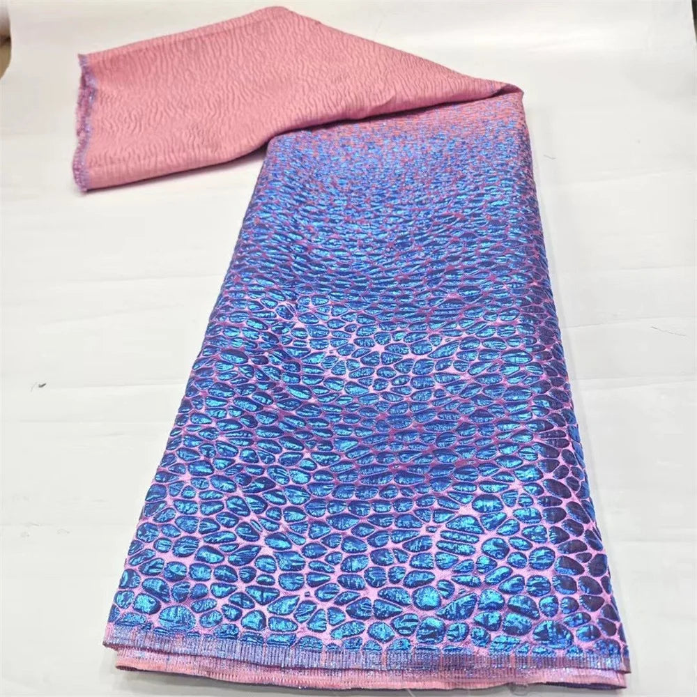 Tissu de luxe Jacquard brocart africain jaune pour femmes nigérianes, motif Floral damassé doré, matériel pour robe en dentelle, Brocard Tissu 5 Yard DB14