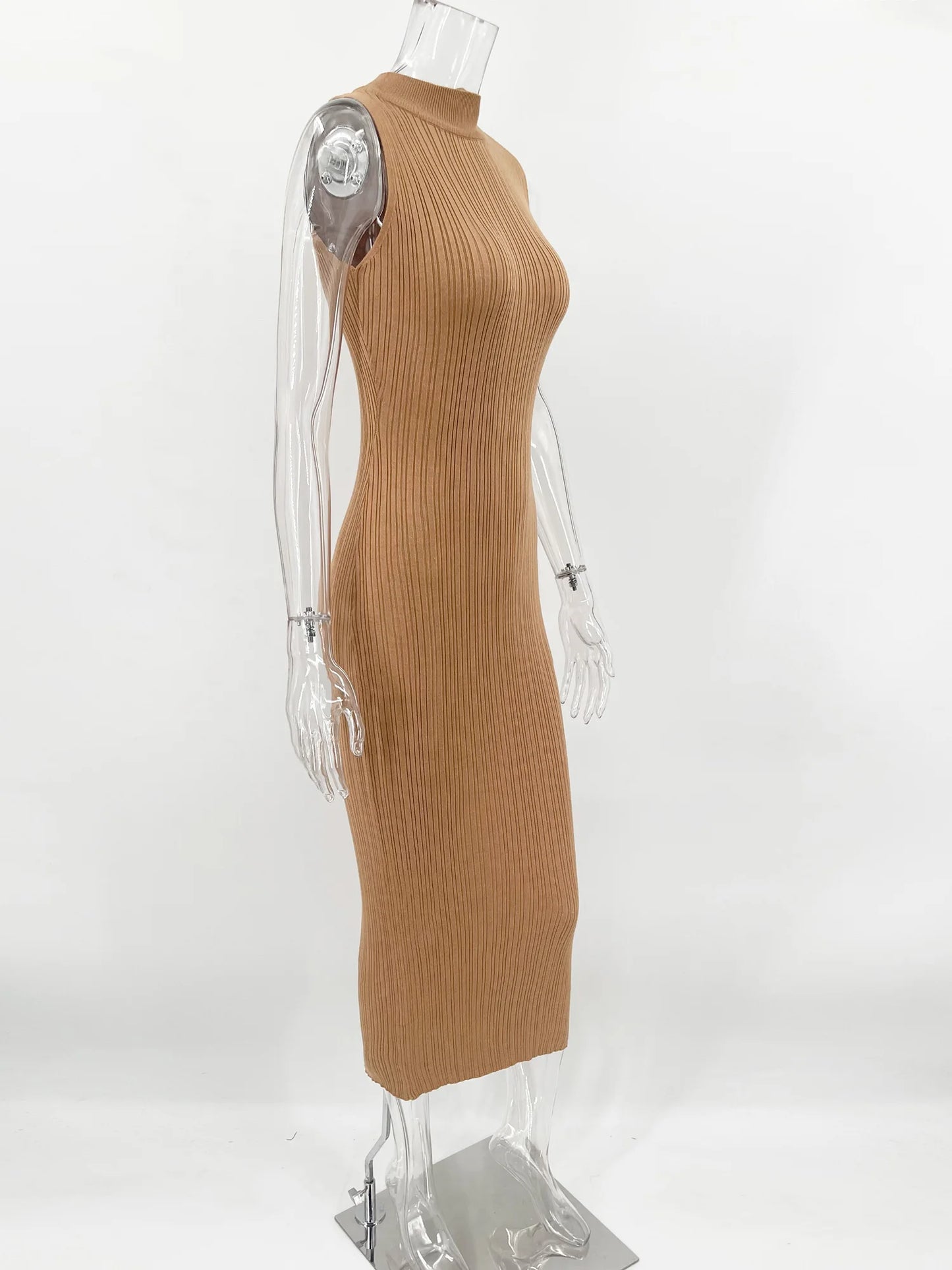 Tossy-Robe longue en fibre tricotée à col roulé pour femme, robe maxi femme, mince, élégante, mode, automne, 2023