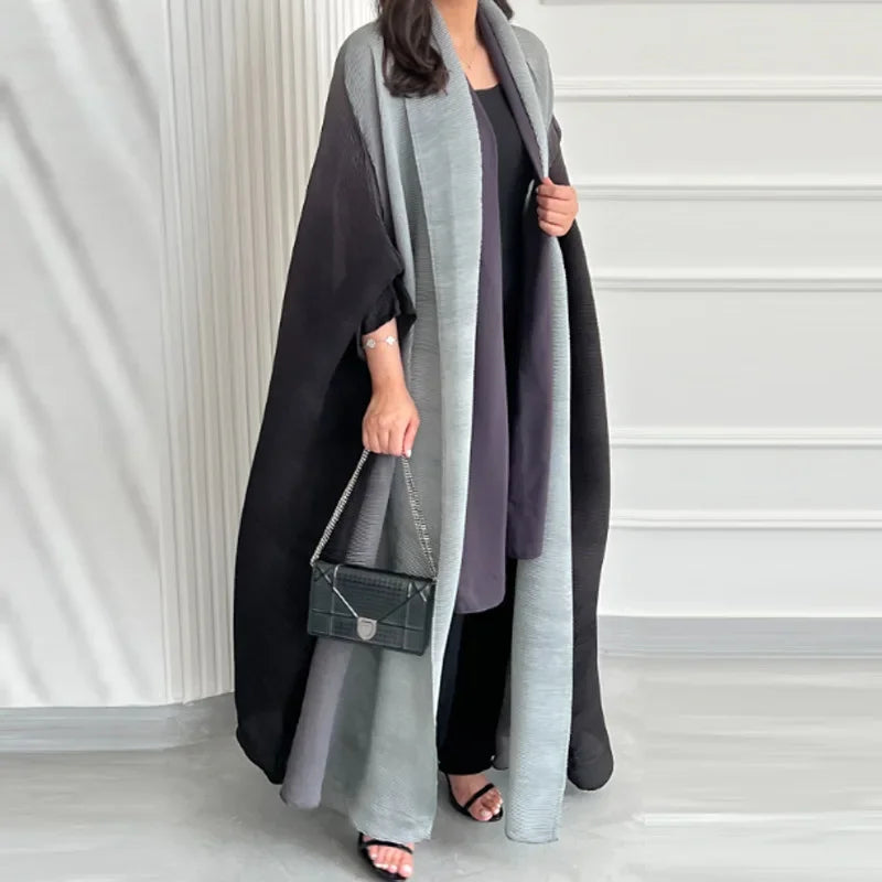 Veste caftan du moyen-orient pour femmes, manches chauve-souris, pull en laine tricoté ouvert, haut de gamme, dégradé de rides, robe longue musulmane