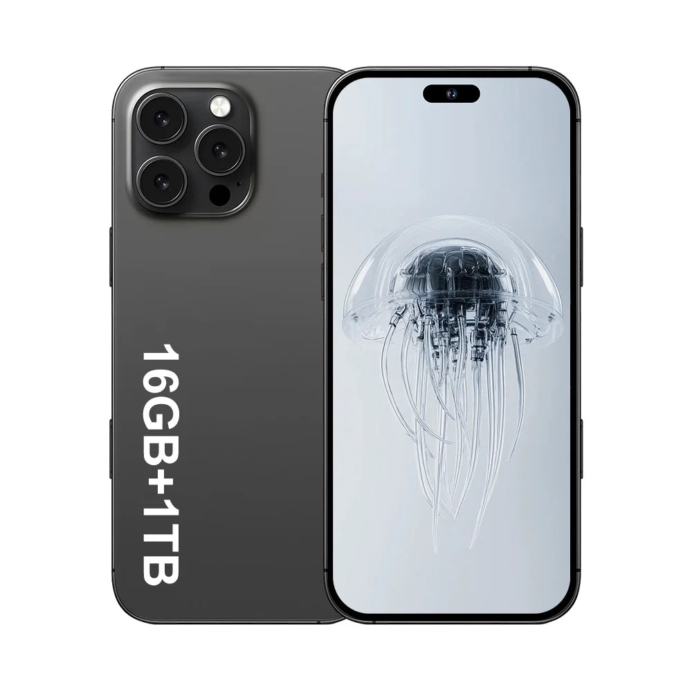 2025 nouveau smartphone i16promax phare 6.5 pouces 16 + 1 to 5g clé d'appareil photo empreinte digitale casque Bluetooth peut être acheté séparément