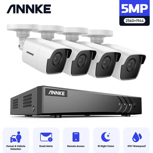 ANNKE — Système de sécurité H265 + 5mp Lite, ultra HD, 8 canaux, vidéosurveillance DVR pour l'extérieur, caméra à vision nocturne EXIR 5 mp, équipement