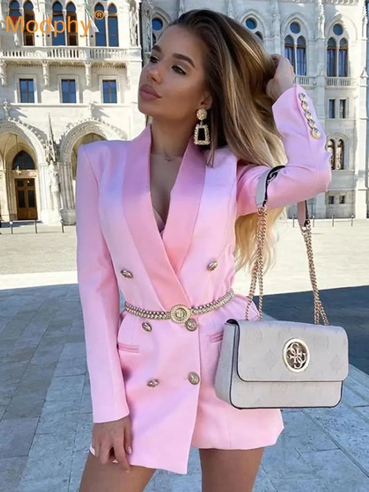 Blazer Sexy à Manches sulfet Double Boutonnage pour Femme, Manteau Slim, Couleur Unie Ol Rose, Vêtements à la Mode, Nouvelle Collection Printemps Automne 2022