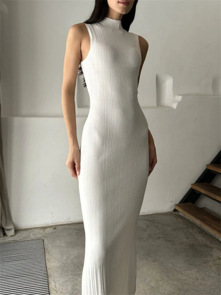 Tossy-Robe longue en fibre tricotée à col roulé pour femme, robe maxi femme, mince, élégante, mode, automne, 2023