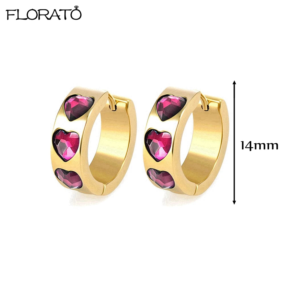 Boucles d'oreilles créoles minimales rouges pour femmes, cristal, petit Huggie, boucle d'oreille cartilage mince, piercing 147 us, bijoux, cadeau, contre-indiqué, 2 pièces