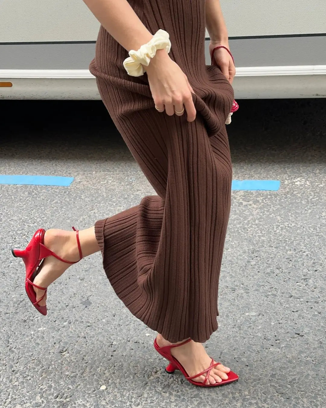 Tossy-Robe longue en fibre tricotée à col roulé pour femme, robe maxi femme, mince, élégante, mode, automne, 2023