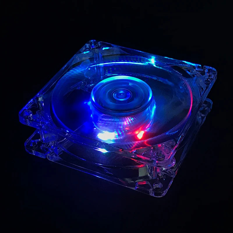 8 cm 12 V sept couleurs décoloration lumière LED muet PC boîtier ventilateur de refroidissement pour le refroidissement du boîtier d'ordinateur