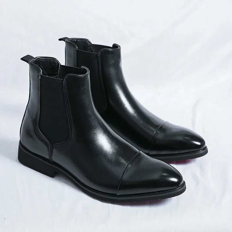 Chelsea bottes pour hommes semelle rouge Pu cheville affaires bout rond Slip-On hommes bottes livraison gratuite taille 38-46 hommes chaussures hommes bottes