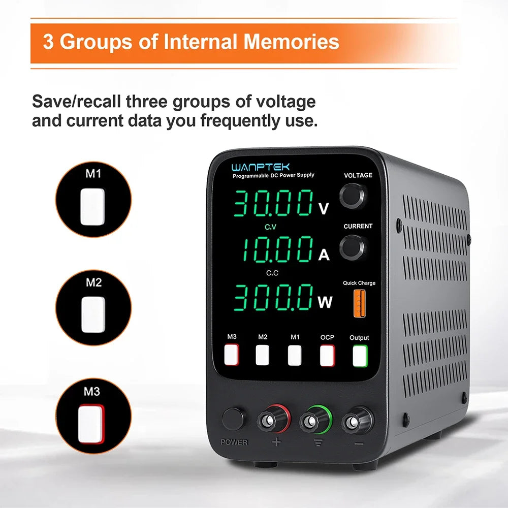 Wanptek-Alimentation CC de laboratoire réglable, banc de mémoire de réglage d'impression, source d'alimentation, anodisation en métal, 30V, 10A, 160V, 120V, 60V, 5A, 3A